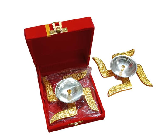 Traditional Swastik Diya with Royal Velvet Box for Pooja,Diwali,Home Decor, Return Gift